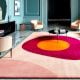 Handcrafted Pink Circle Abstract Living Room Rug